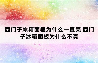 西门子冰箱面板为什么一直亮 西门子冰箱面板为什么不亮